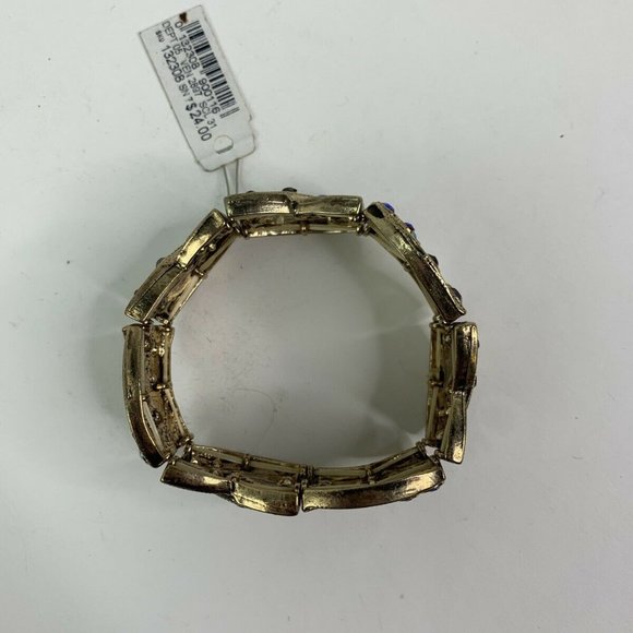 Dressbarn Gold Tone Iridescent Stone Bracelet New - Picture 6 of 8